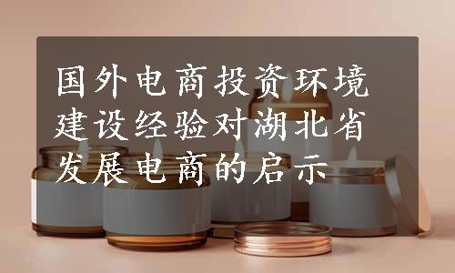 国外电商投资环境建设经验对湖北省发展电商的启示