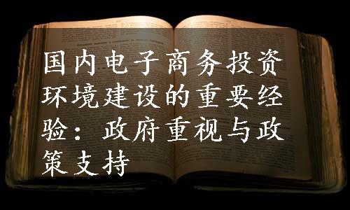 国内电子商务投资环境建设的重要经验：政府重视与政策支持