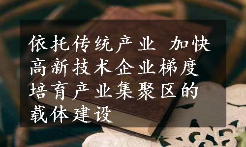 依托传统产业 加快高新技术企业梯度培育产业集聚区的载体建设