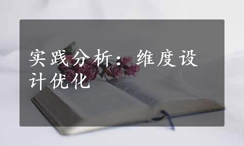 实践分析：维度设计优化