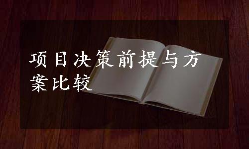 项目决策前提与方案比较