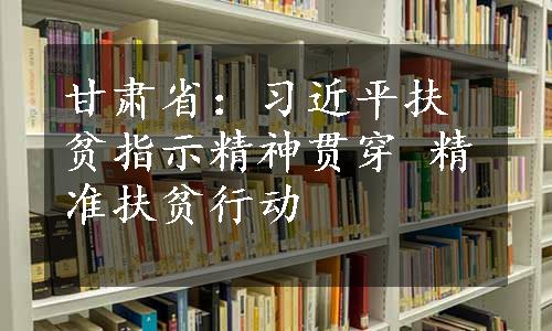 甘肃省：习近平扶贫指示精神贯穿 精准扶贫行动