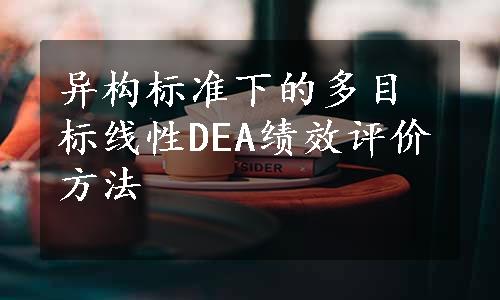 异构标准下的多目标线性DEA绩效评价方法