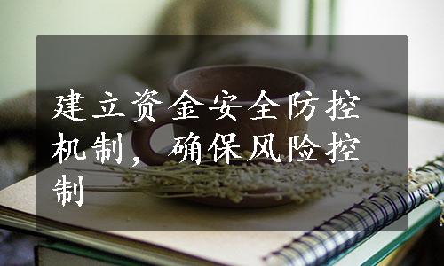 建立资金安全防控机制，确保风险控制