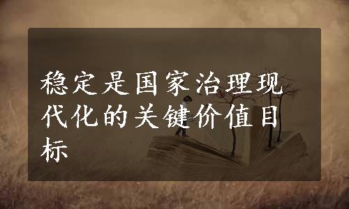 稳定是国家治理现代化的关键价值目标