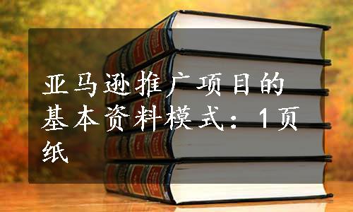 亚马逊推广项目的基本资料模式：1页纸