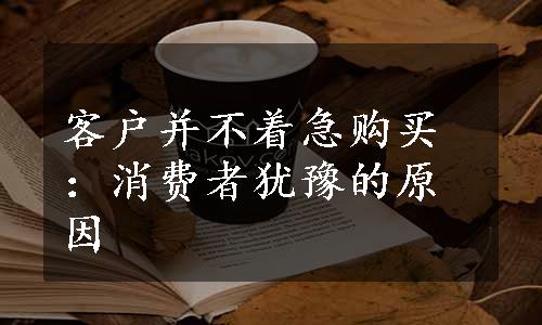 客户并不着急购买：消费者犹豫的原因