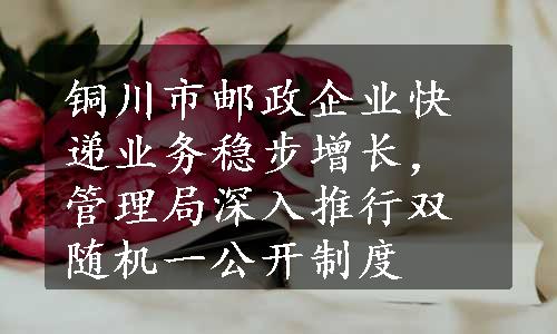 铜川市邮政企业快递业务稳步增长，管理局深入推行双随机一公开制度