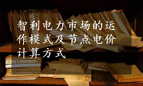 智利电力市场的运作模式及节点电价计算方式