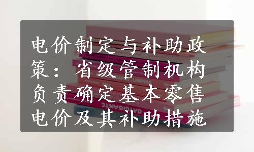 电价制定与补助政策：省级管制机构负责确定基本零售电价及其补助措施