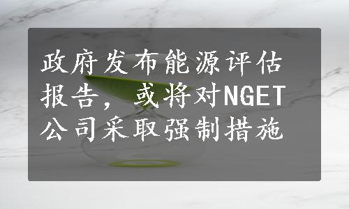 政府发布能源评估报告，或将对NGET公司采取强制措施