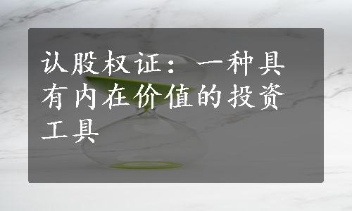 认股权证：一种具有内在价值的投资工具