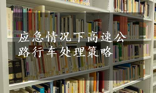 应急情况下高速公路行车处理策略