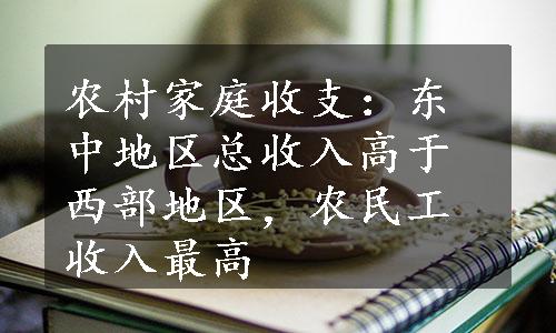 农村家庭收支：东中地区总收入高于西部地区，农民工收入最高