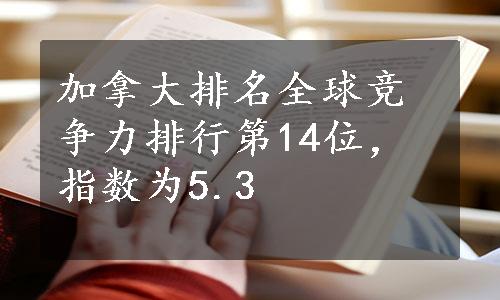 加拿大排名全球竞争力排行第14位，指数为5.3