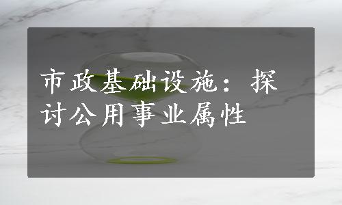 市政基础设施：探讨公用事业属性