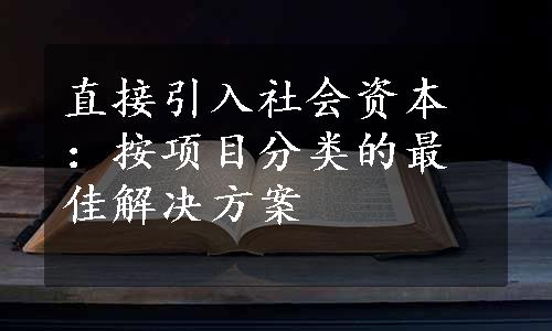 直接引入社会资本：按项目分类的最佳解决方案