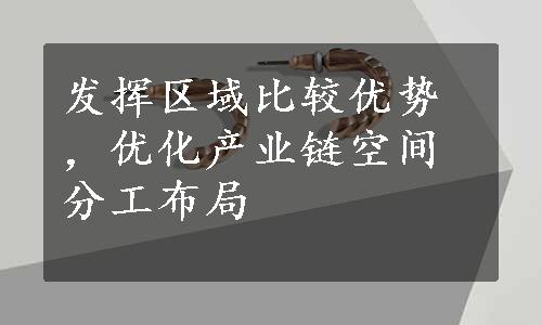 发挥区域比较优势，优化产业链空间分工布局