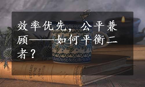 效率优先，公平兼顾——如何平衡二者？