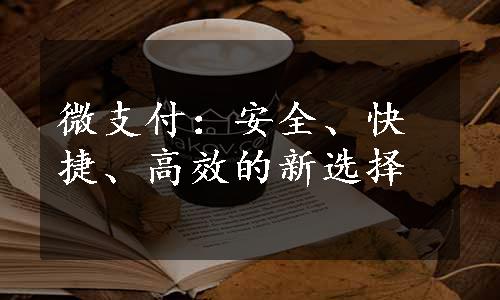 微支付：安全、快捷、高效的新选择