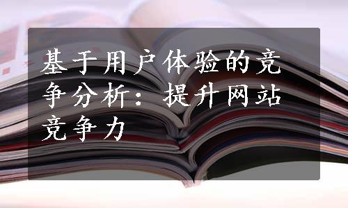 基于用户体验的竞争分析：提升网站竞争力