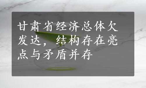 甘肃省经济总体欠发达，结构存在亮点与矛盾并存