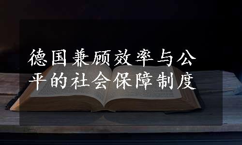 德国兼顾效率与公平的社会保障制度