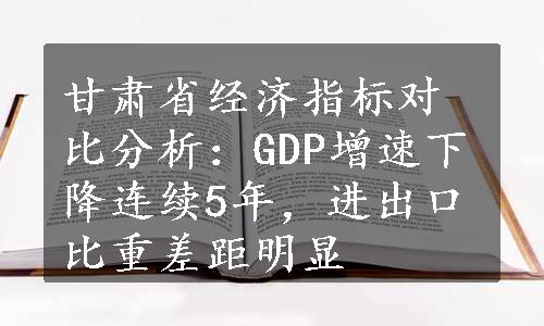 甘肃省经济指标对比分析：GDP增速下降连续5年，进出口比重差距明显