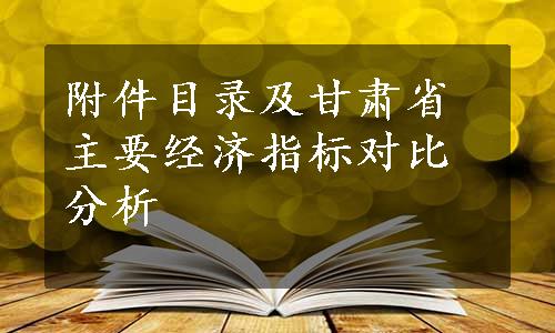 附件目录及甘肃省主要经济指标对比分析