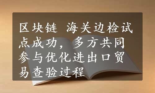 区块链 海关边检试点成功，多方共同参与优化进出口贸易查验过程