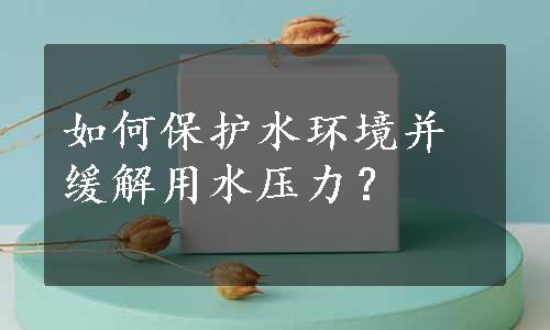 如何保护水环境并缓解用水压力？