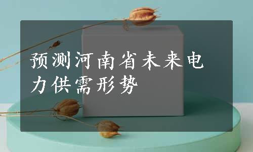 预测河南省未来电力供需形势