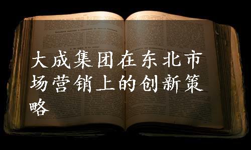 大成集团在东北市场营销上的创新策略