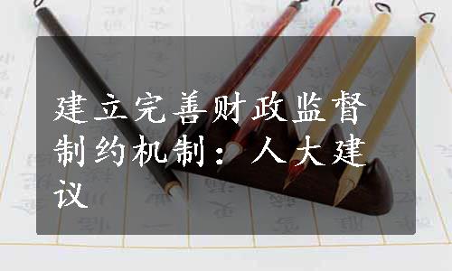 建立完善财政监督制约机制：人大建议