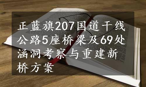 正蓝旗207国道干线公路5座桥梁及69处涵洞考察与重建新桥方案