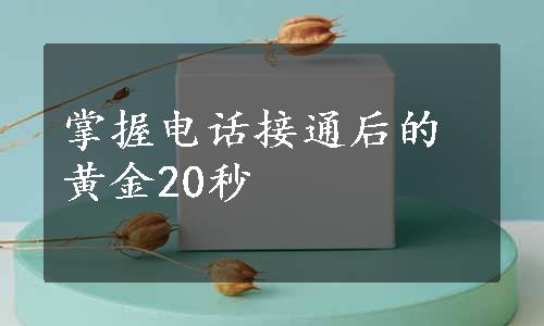 掌握电话接通后的黄金20秒