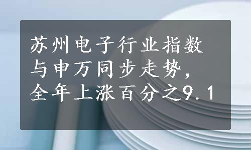 苏州电子行业指数与申万同步走势，全年上涨百分之9.1