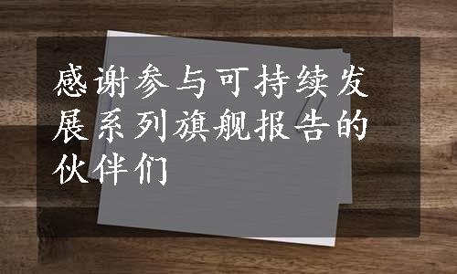 感谢参与可持续发展系列旗舰报告的伙伴们