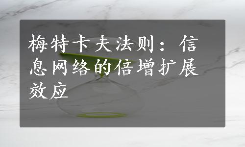 梅特卡夫法则：信息网络的倍增扩展效应