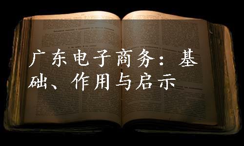 广东电子商务：基础、作用与启示