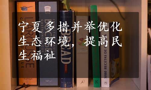 宁夏多措并举优化生态环境，提高民生福祉