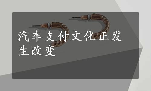 汽车支付文化正发生改变