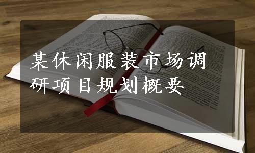 某休闲服装市场调研项目规划概要