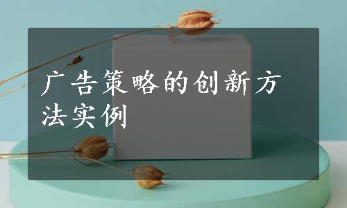 广告策略的创新方法实例