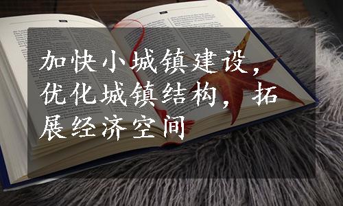 加快小城镇建设，优化城镇结构，拓展经济空间