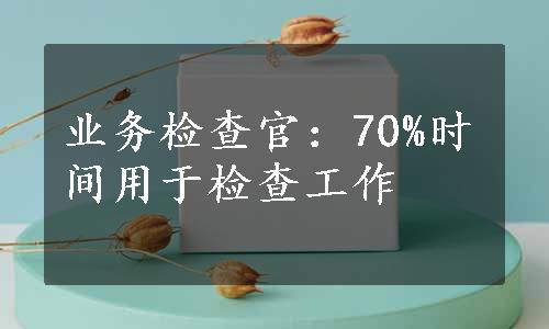 业务检查官：70%时间用于检查工作