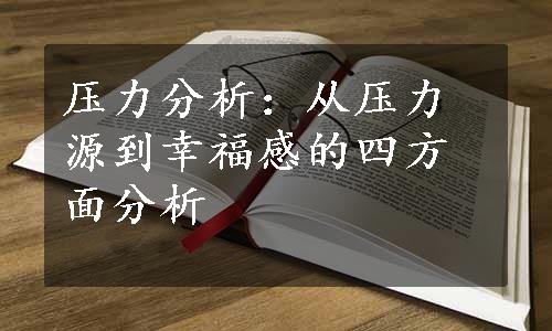 压力分析：从压力源到幸福感的四方面分析