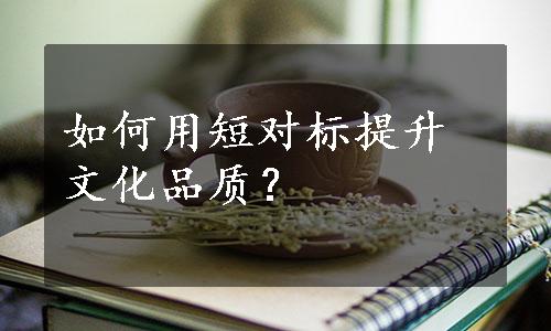 如何用短对标提升文化品质？