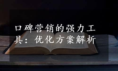 口碑营销的强力工具：优化方案解析