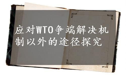 应对WTO争端解决机制以外的途径探究